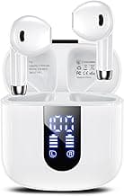 Haqquio Wireless Earbuds, Bluetooth Headphones with Deep Bass Stereo, 48H Playback Ear Buds with LED Power Display, Lightweight, IPX7, in-Ear Earphones with Mic for iPhone/Android/iPad, White