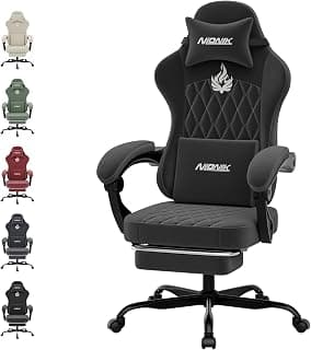 Ergonomic Gaming Chair Video Gamer Chairs Gaming Computer Chairs Gamer Chairs for Adults Massage Lumbar Support Swivel Height Adjustable Headrest Backrest Black