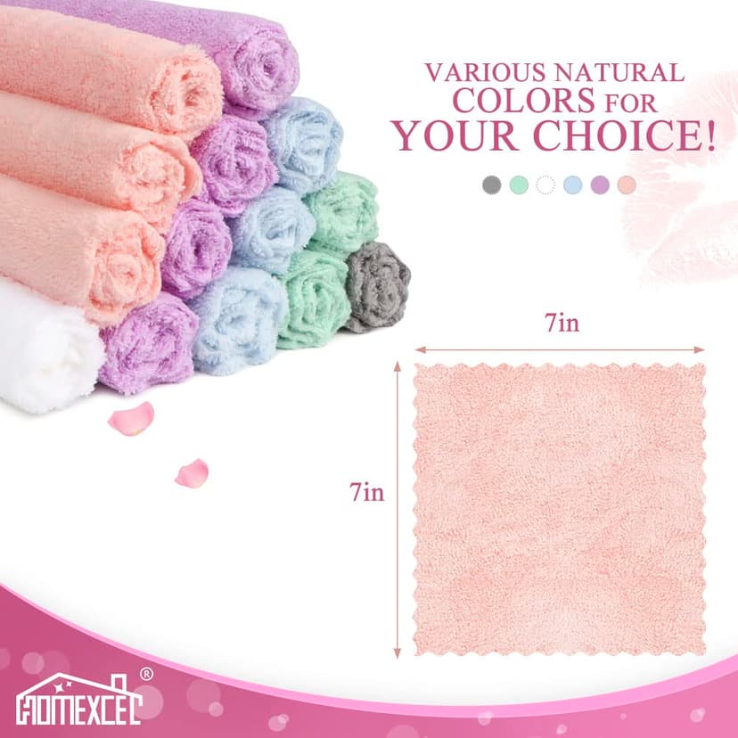 HOMEXCEL Premium Makeup Remover Cloth 24 Pack, Reusable Super Soft 7 x 7 Inch Facial Cleansing Cloths with Just Water, Highly Absorbent Microfiber Coral Velvet Face Towels Washcloths