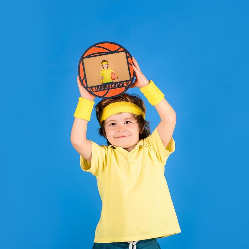 Ball Signable Picture Frame with Pen Thanks Coach Gift from Team, Senior Night Gift， Coaches Appreciation Basketball Home Plate Plaque (Orange,Basketball,Round)