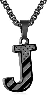 Stainless Steel Army Pendant Jewelry for Kids Teen Boy Zocomi American Flag Initial Necklace Gifts for Boys & Men B0FS78XFTM