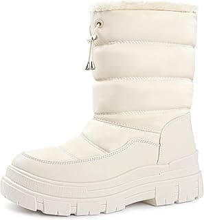 Viapipa Winter Boots for Women Waterproof, Snow Boots for Women, Womens Mid Calf Low Heel Zip Up Anti-Slip Warm Booties Comfortable for Outdoor Walking Hiking