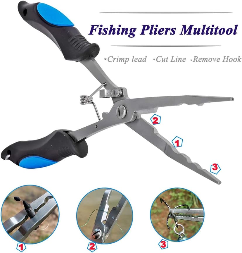 Fishing Pliers Stainless Steel Long Nose Hook Remover with Sheath and Lanyard for Line Cutters Saltwater and Freshwater