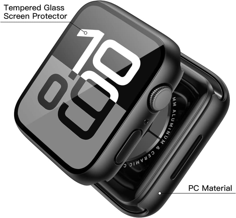 Misxi 2 Pack Tempered Glass Case Compatible for Apple Watch Series 11 (2025) Series 10 42mm, Hard PC Screen Protector Overall Protection Ultra-Thin Lightweight Scratch-Resistant Cover for iWatch, Black