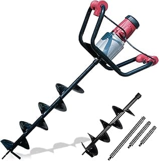 DC HOUSE 1500W Electric Post Hole Digger Earth Auger Hole Digger Auger Digging Tools with 6" Digging and Extension Rods for Farmland Garden Plant