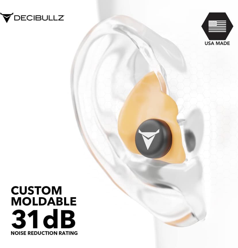 Decibullz - Custom Molded Earplugs, 31dB Highest NRR, Comfortable Hearing Protection for Shooting, Travel, Work and Concerts