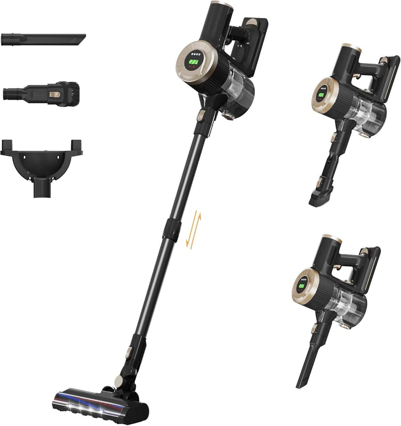 BUTY BULU Cordless Stick Vacuum Cleaner, 30KPa Handheld 2200mAh Rechargeable Battery Lightweight Small Vac Electirc Broom, 40Mins Runtime for Home Hard Floor Carpet Pet Hair Cleaning, LED Screen