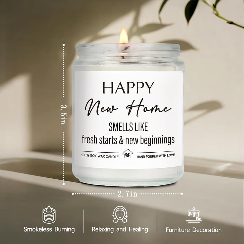Happy New Home Candle Gifts for New Homeowners, First Apartment House Warming Gift for Women Men Couple Best Friends, Housewarming Decoration Lavender Scented Candle for First Time house-75