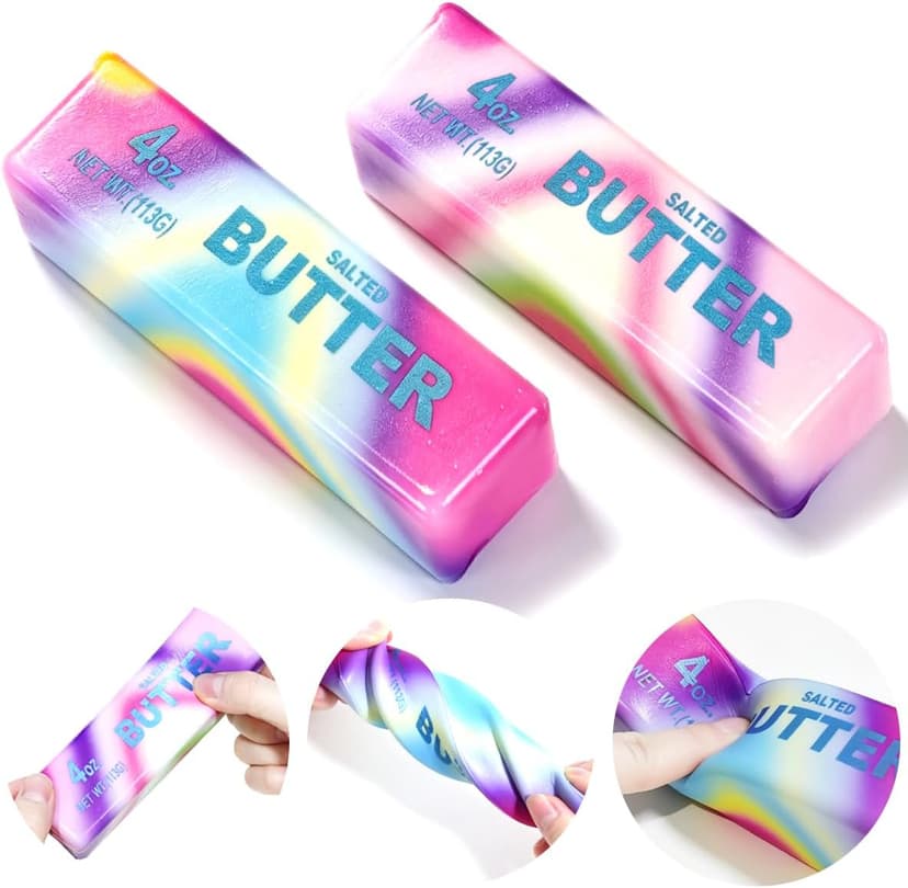 2 Pcs Rainbow Butter Squishy Stick , Super Soft Slow Rising Fidget Squeeze Toy, Colorful Sensory Stress Relief Desk Toy for Home, Office, Travel, Novelty Anxiety Relief Toy for Kids & Adults B0GYRGW65Q
