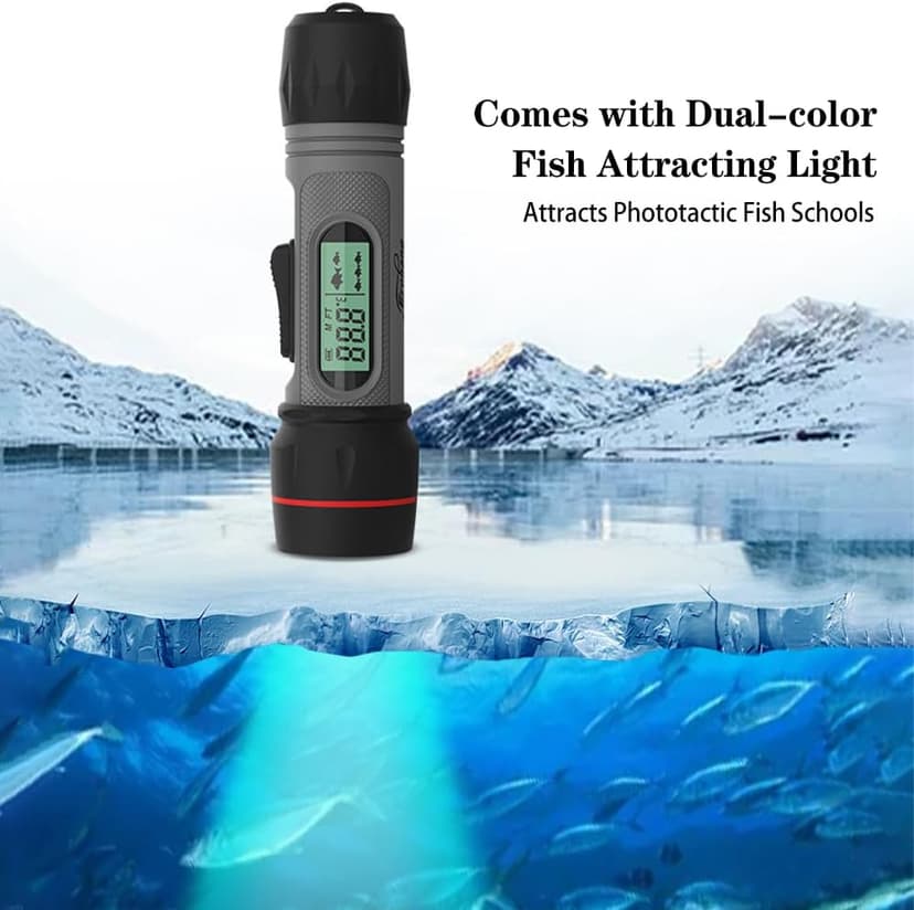 HXBER Fish Depth Finder Handheld Fish Finder Waterproof Sonar Fish Finder for Ice Fishing, Black