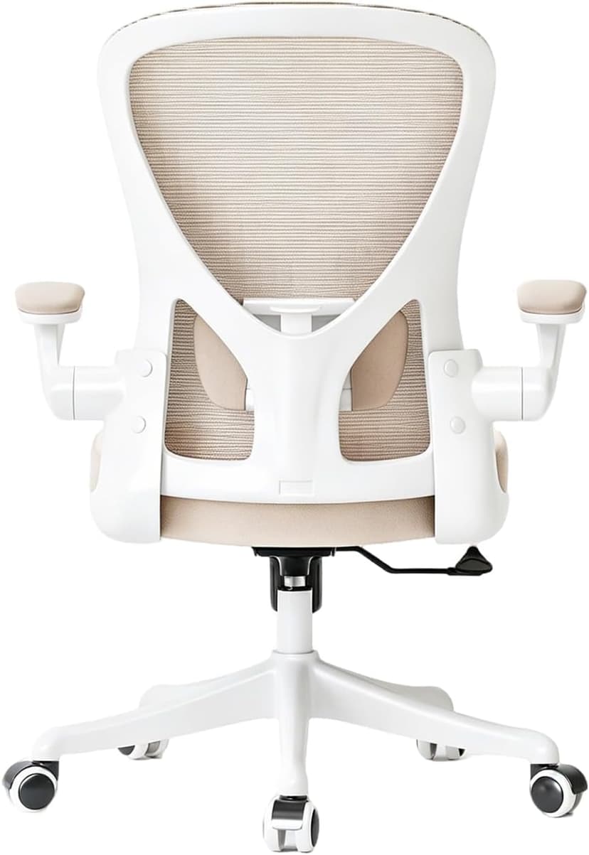 Ergonomic Office Chair with Adjustable Lumbar Support & Flip-Up Armrests - High Back Computer Desk Chair with Thickened Seat Cushion, Rolling Wheels for Home/Office Study Work