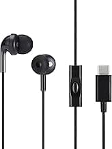 Amazon Basics Wired Earbuds with Microphone, in Ear Headphones, USB-C, 4.2 ft Long Cable, S/M/L Ear Tips, One Size, Black