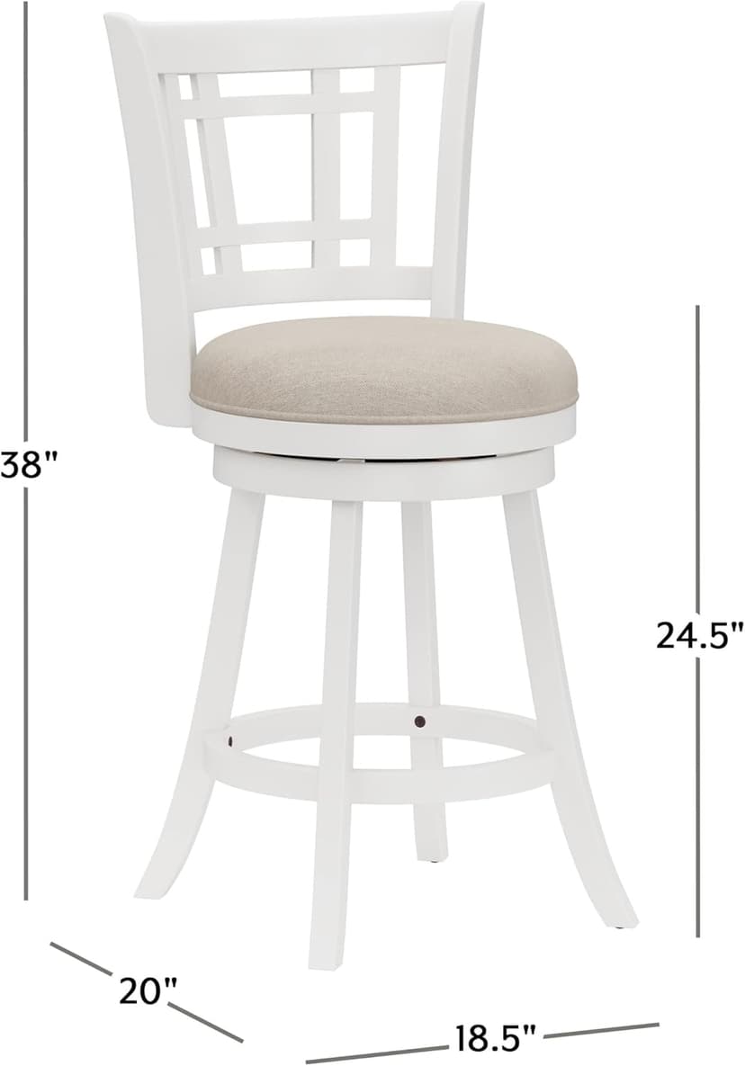 Hillsdale Fairfox 24.5" Wood Swivel Counter Height Stool, White