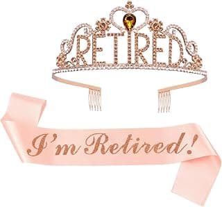 JETKONG Retirement Party Decorations Retired Tiara/Crown, Retired Sash for Women Retirement Gifts, Retirement Party Supplies, Gifts, Favors (Rose Gold) B0B2R3G8NG