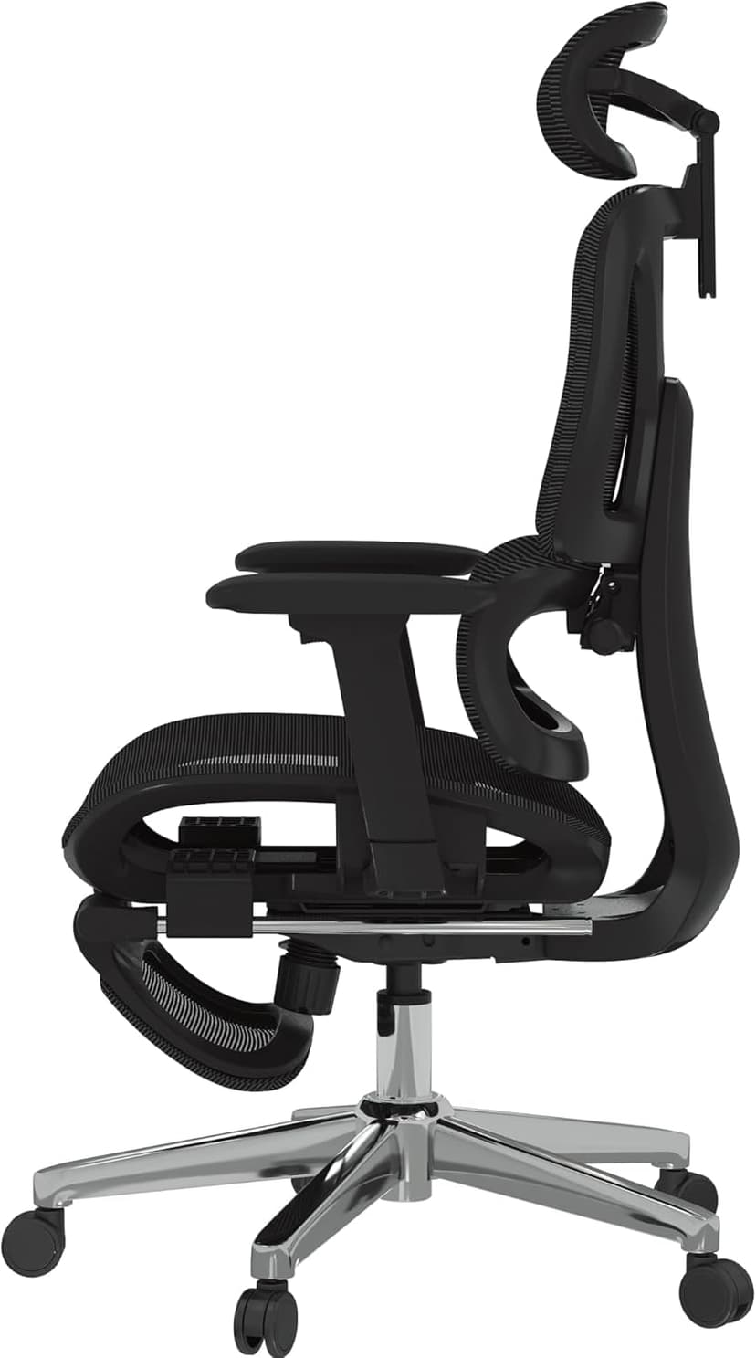 FLEXISPOT ErgoX Premium Ergonomic Office Chair with Footrest - Adjustable 3D Armrests, Dynamic Lumbar Support, Recline & Tilt Function, Mesh Seat, for Home & Office Use, Black