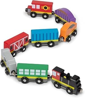 Melissa & Doug Wooden Magnetic Train Cars - 8 Piece Educational and Skill-Building Wooden Toy for Boys and Girls
