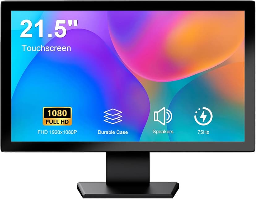 Touch Screen Monitor 21.5 Inch FHD 1920x1080P Industrial PC Display, HDMI VGA Touchscreen Computer Monitor for Laptop PS4 Xbox, 75Hz Desktop Touch Display, Black