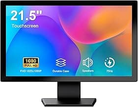 Touch Screen Monitor 21.5 Inch FHD 1920x1080P Industrial PC Display, HDMI VGA Touchscreen Computer Monitor for Laptop PS4 Xbox, 75Hz Desktop Touch Display, Black