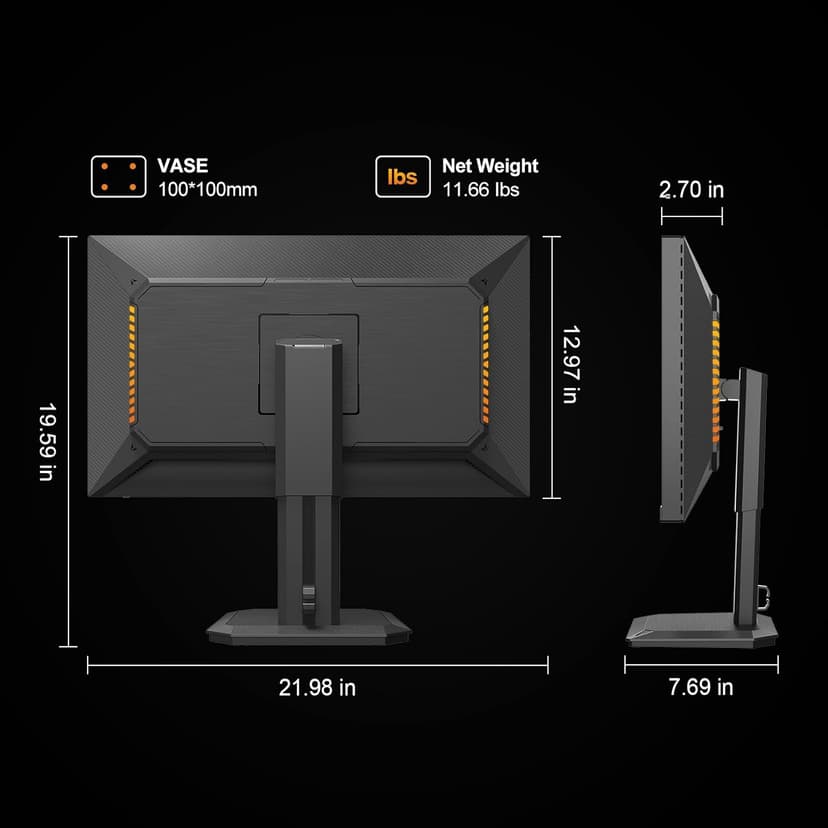 INNOCN 24.5" 2K QHD 2560 x 1440P 240Hz Monitor, Gaming Console Ready, Mini-LED Precisely Local Dimming, Monitor for Mac, HDMI 2.1, DP 1.4, Height Pivot Adjustable Stand, Black - 25M2S