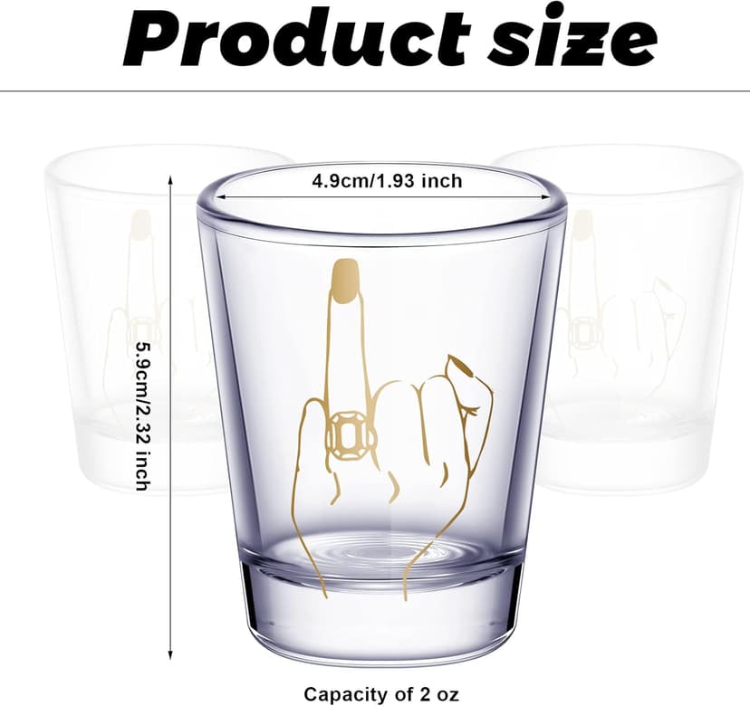 Mimorou Bride and Groom Glasses 2 Pieces Ring Finger Wedding Funny Bride Wine Glass 2 oz Mr and Mrs Engagement Gifts Stemless for Newlyweds Couples(Classic,1.93 Inch)