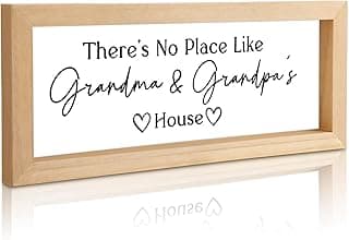 Yousoontic Grandparents Gift from Grandkids There's No Place Like Grandma & Grandpa's House Wooden Sign Farmhouse Home Decor for Father's Day Birthday Xmas Thanksgiving Gift(Light Brown,11.8 Inch)