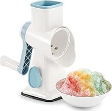 KEOUKE Rotary Ice Shaver Manual White - Stainless Steel Blade, Quick Labor-Saving Handle, Safe Stable Suction Base, Home Using Snow Cone Machine for All Ice Cubes