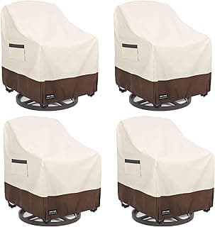 Swivel Patio Chair Cover 4 Pack, 600D Waterproof Heavy Duty Outdoor Chair Cover, Patio Furniture Covers, Outdoor Furniture Covers Waterproof, 33 W x 35 D x 36 H inches Beige and Brown