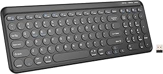 TECKNET Wireless Keyboard Bluetooth & 2.4G USB, Up to 4-Device Connection, USB C Rechargeable Battery, Quiet Typing, Compact Layout, 7° Ergonomic Tilt, Compatible with Windows/Android/iOS, Black