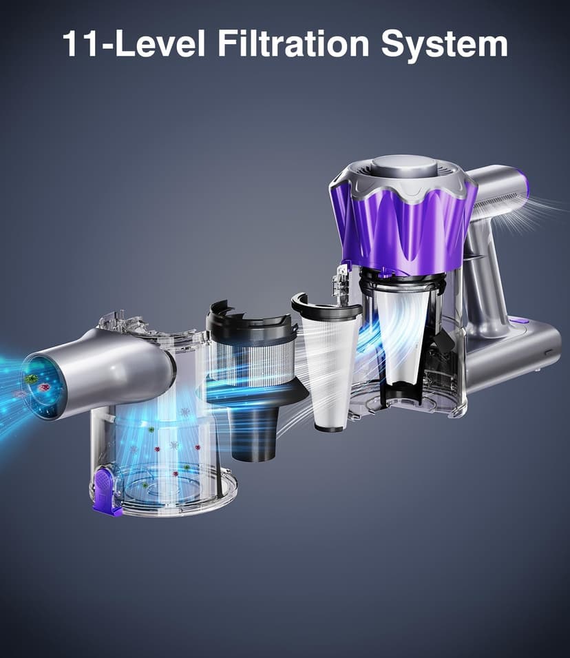 Cordless Vacuum Cleaner, 580W 50Kpa Powerful Stick Vacuum, Up to 70Mins Rechargeable Battery, Vacuum Cleaners for Home Anti-Tangled Lightweight Handheld for Hardwood Floor, Carpets, Pet Hair