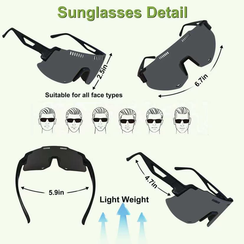 TURVSTPC Sport Running Sunglasses for Women Men, Professional Cycling Glasses Mens Sunglasses Wrap Around Uv400 Protection