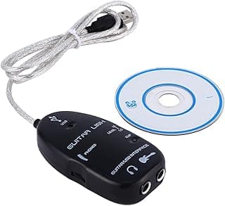 Sunicon Professional USB Guitar Cable, Guitar to USB Interface Cable Link Audio with Software CD Driver for PC Recording Adapter
