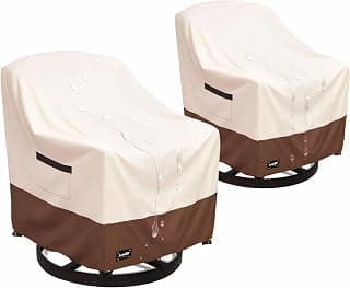 JinHrtoyi Outdoor Chair Covers 2 Pack,30Wx34Dx38H inches Patio Chair Cover,100% Waterproof Heavy Duty Outdoor Furniture Covers Waterproof,Beige&Brown Modern Style Patio Furniture Cover