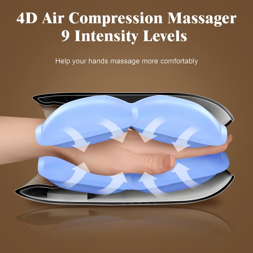 Hand Massager, 9 Modes 9 Intensities Hand Massage, Cordless Hand Massager for Arthritis and Carpal Tunnel, Gift for Christmas Men Women Parents Relaxation at Office,White