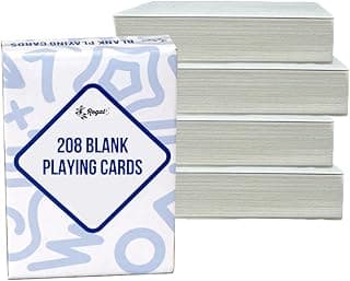 Regal Games 208 Blank Playing Cards to Write On - Custom Blank Deck of Cards - (2.5" x 3.5") Cardstock White Poker Size - 4 Packs x 52 Cards