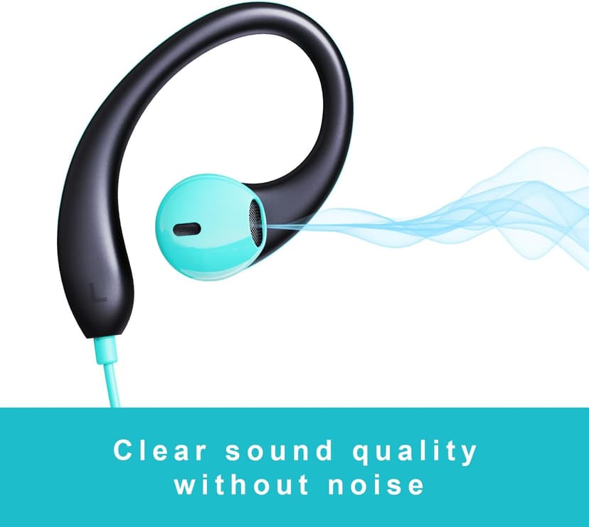 Upgrade Wired Sports Earbuds with Ear Hooks, Running Headphones Secure Fit Wrap Around Ear, Sweatproof In-Ear Earphones with Microphone, 3.5mm Jack for Smartphone Laptop Tablet MP3 Workout Jogging Gym