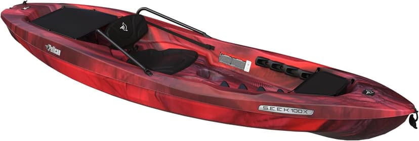 Pelican Seek 100X - Recreational Sit on top Kayak - Lightweight Smart Design - Adjustable Ergoform™ Seating System - 10 ft
