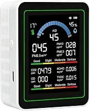 10 in 1 Indoor Air Quality Monitor, Portable Smartair Indoor Air Quality Tester, Portable Real-Time Detector, with AQI Fit for Home Cars Hotel Plants and Pets-White