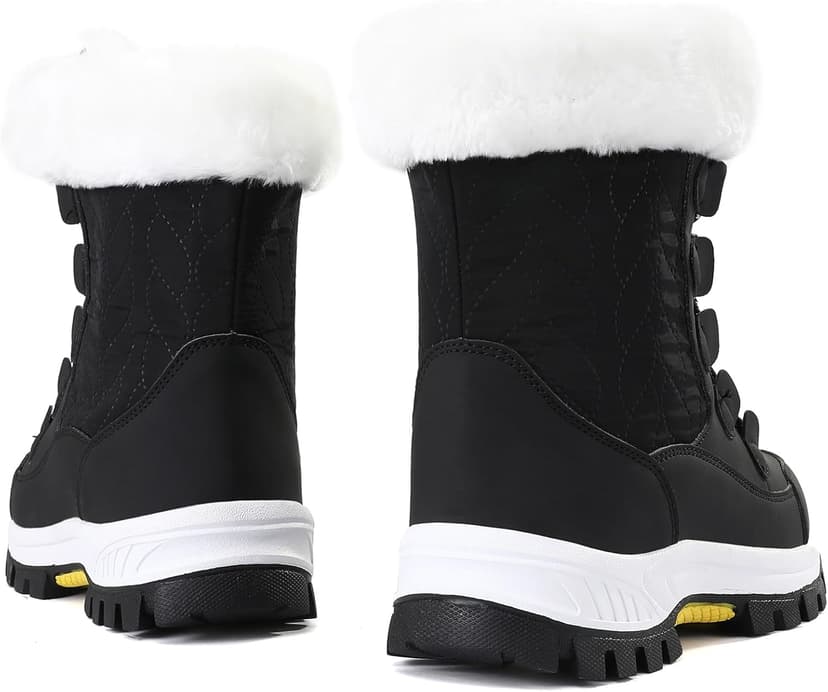 COOJOY Womens Waterproof Winter Snow Boots Warm Shoes Furry Mid Calf Lightweight Walking Hiking Booties