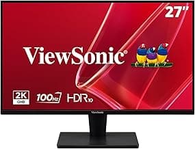 ViewSonic VS2725-2K 27 Inch 1440p Monitor, IPS Display with 100Hz for Smooth Home and Office Viewing, Eye Care Technology, HDMI, and DisplayPort Inputs