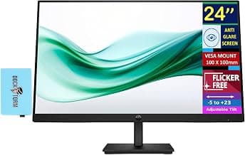 HP V24v G5 24" FHD Computer Monitor (1920x1080), 75Hz Anti-Glare Display, AMD FreeSync, HDMI, VESA Mount, Black, with Dockztorm Dock
