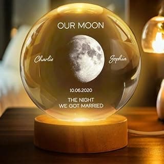 Evamall Personalized Our Moon Crystal Wedding Gift for Couples, Custom Memory Keepsake, Romantic Wedding Valentine’s Day Gift Anniversary for Boyfriend Girlfriend Wife Husband B0GQG78RNW