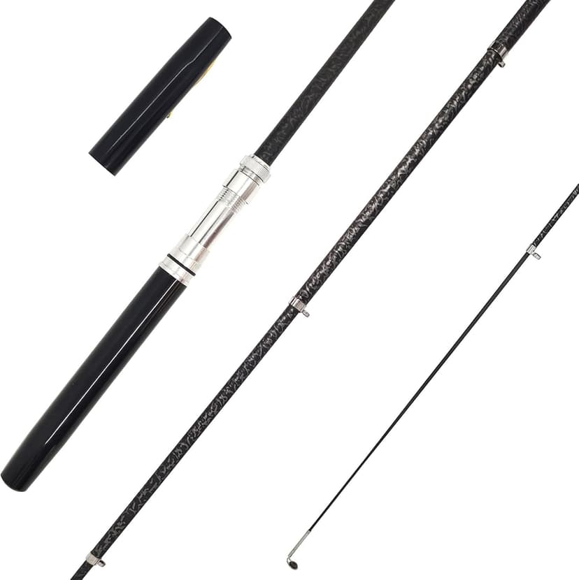 Portable Small Pen Fishing Rod Spinning Reel Combos, 38" 55" Compact Telescopic Fish Pole Kits for All Season Fishing in Rivers, Lakes, Ice, etc.