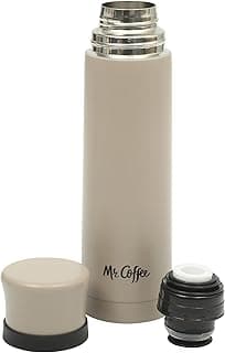 Mr. Coffee Silverleaf 23 oz Stainless Steel Thermal Bottle – Double Wall Vacuum Insulated Travel Mug with Leak-Proof Lid, Taupe – Hot & Cold Beverage Flask for Work, Commute, or Camping