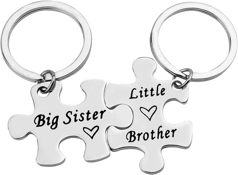 Sister Brother Keychain Set Brother and Sister Gifts for Little Brother Big Sister Keychain Set for Little Brother Gifts from Big Sister Christmas Birthday Gifts Family Gifts for Sister Brother