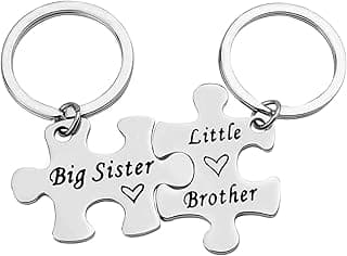 Sister Brother Keychain Set Brother and Sister Gifts for Little Brother Big Sister Keychain Set for Little Brother Gifts from Big Sister Christmas Birthday Gifts Family Gifts for Sister Brother