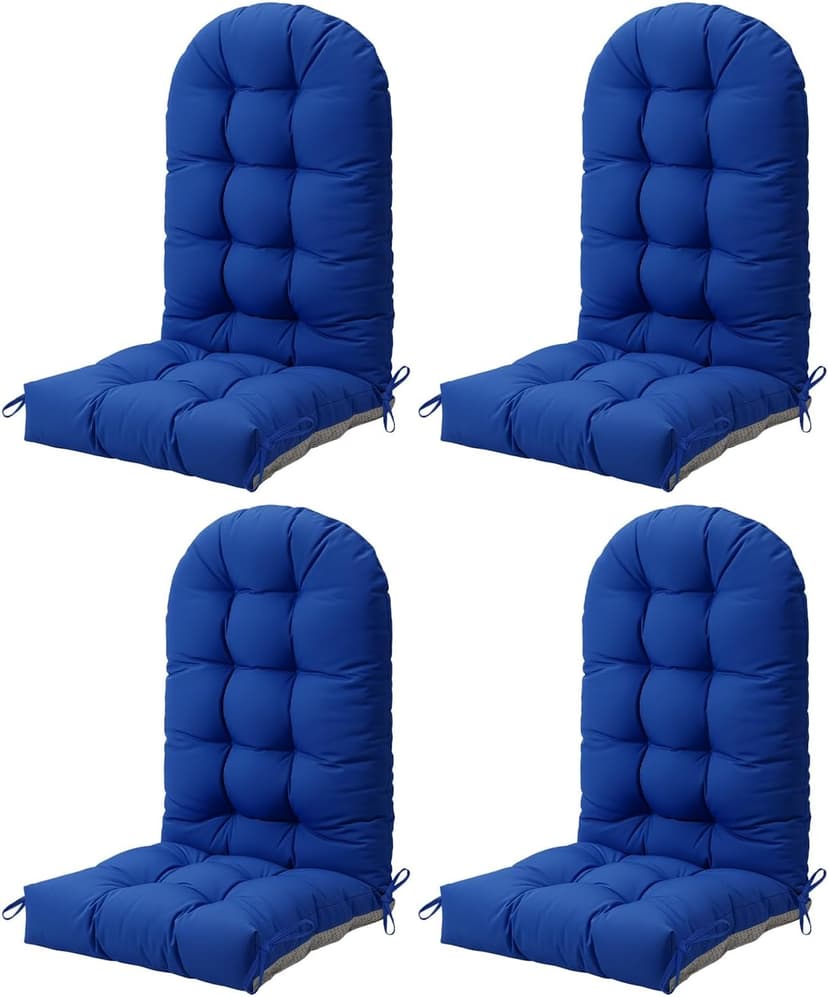 FOOWIN Adirondack Chair Cushion Set of 4, Thickened Rocking Chair Cushion,48.5×20.8×5.7 Inches,High Back Patio Cushions with Ties, Waterproof & UV-Protected, for Indoor and Outdoor, Navy Blue