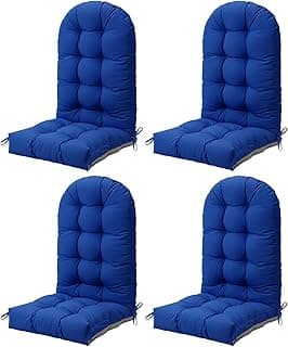 FOOWIN Adirondack Chair Cushion Set of 4, Thickened Rocking Chair Cushion,48.5×20.8×5.7 Inches,High Back Patio Cushions with Ties, Waterproof & UV-Protected, for Indoor and Outdoor, Navy Blue