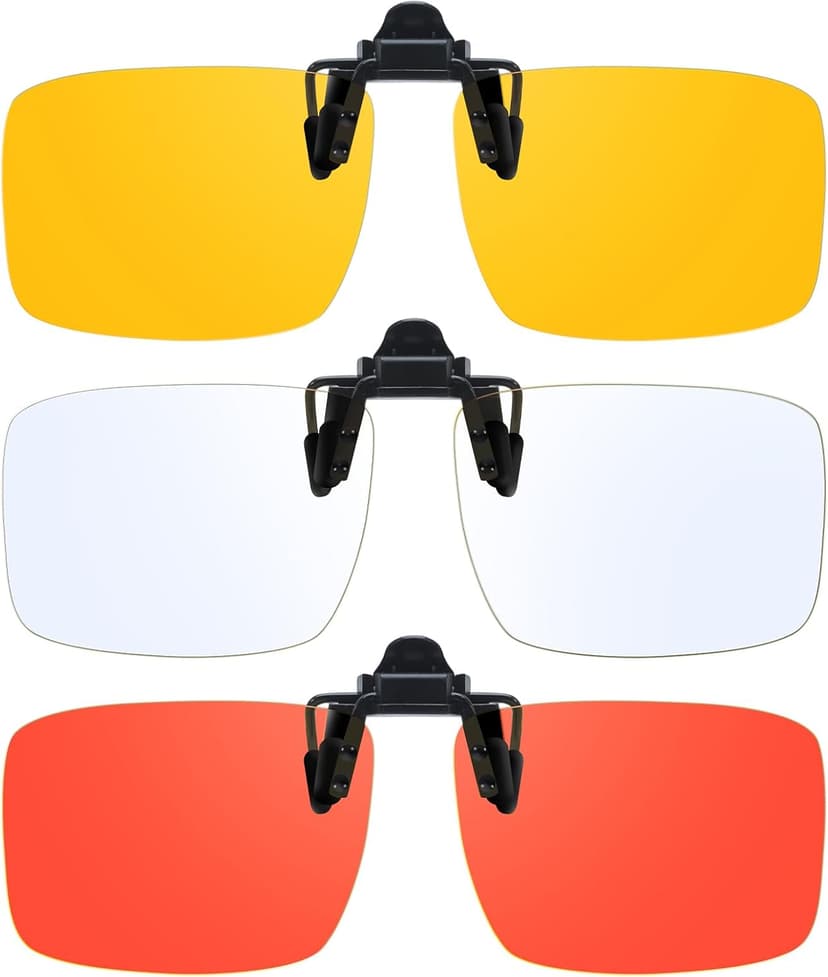 VIEWBETTER 3 Pack Clip On Blue Light Blocking Glasses for Eyes Strain/Light-Sensitive Flip Up Computer Gaming Glasses
