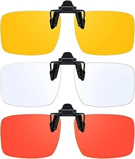 VIEWBETTER 3 Pack Clip On Blue Light Blocking Glasses for Eyes Strain/Light-Sensitive Flip Up Computer Gaming Glasses