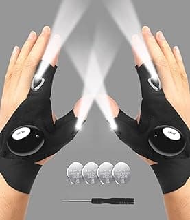 LED Flashlight Gloves, Gifts for Men Him Boyfriend Husband, Cool Gadget Finger Lights Waterproof for Camping Fishing Repairing, Fathers Day Christmas Birthday Gift